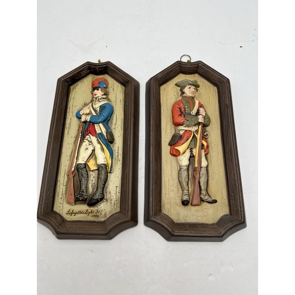 Vintage Napcoware C-8089 Revolutionary War Soldier Wall Plaques Japan Pair